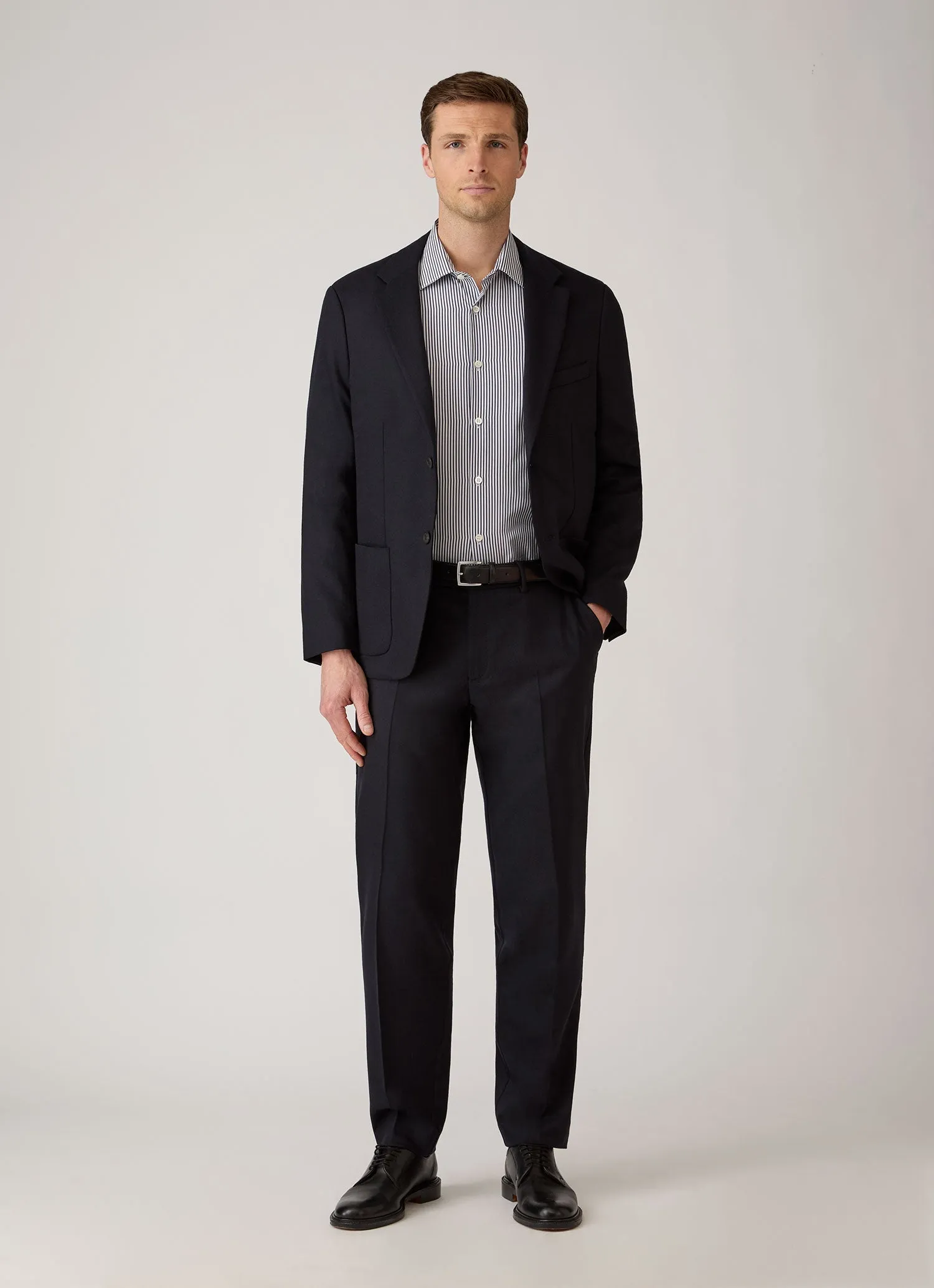Men's Cotton Poplin Shirt in Navy Bengal Stripe sold by Sunspel product image thumbnail 3