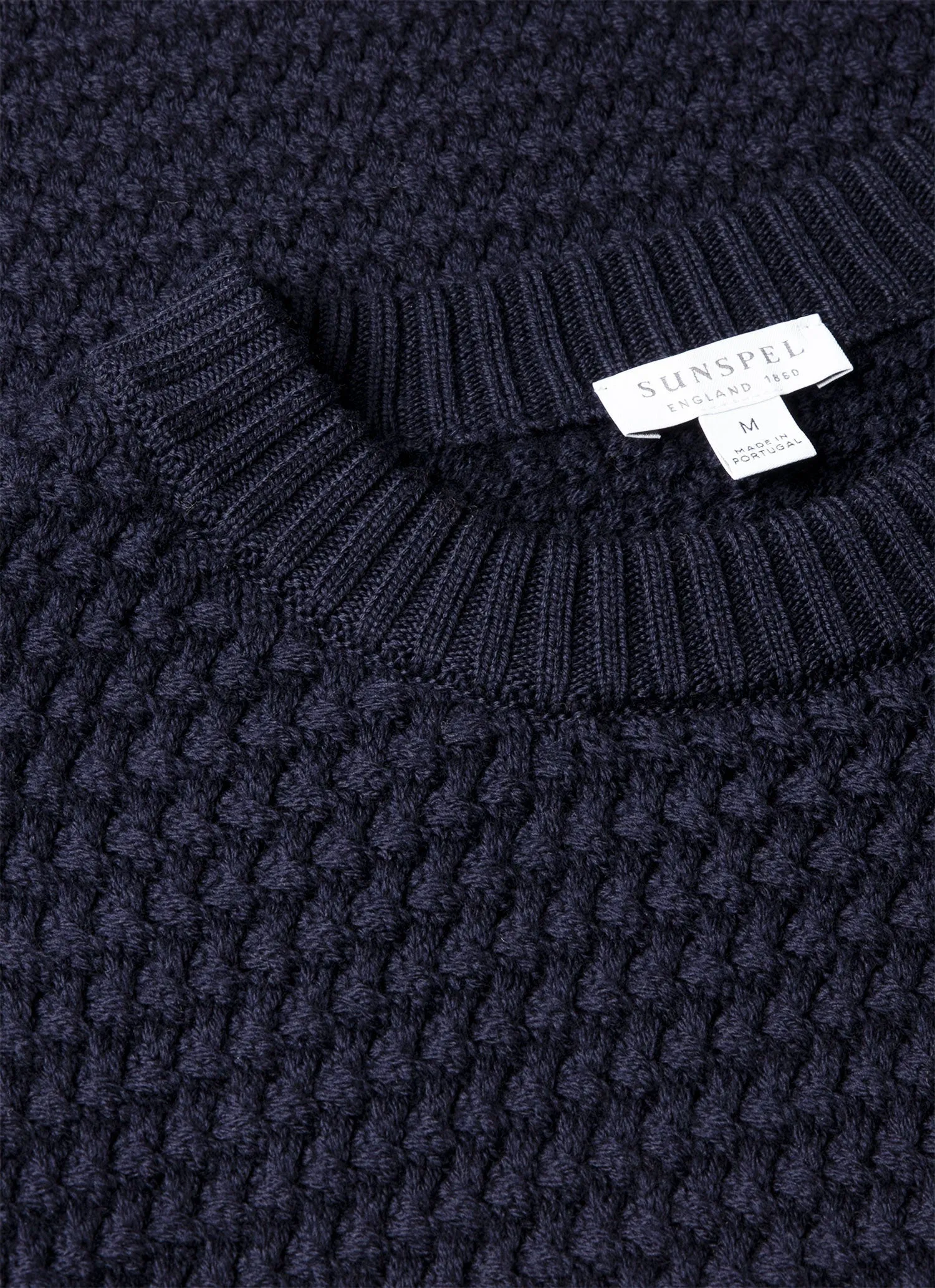 Men's Merino Wool Basketweave Jumper in Navy sold by Sunspel product image thumbnail 4