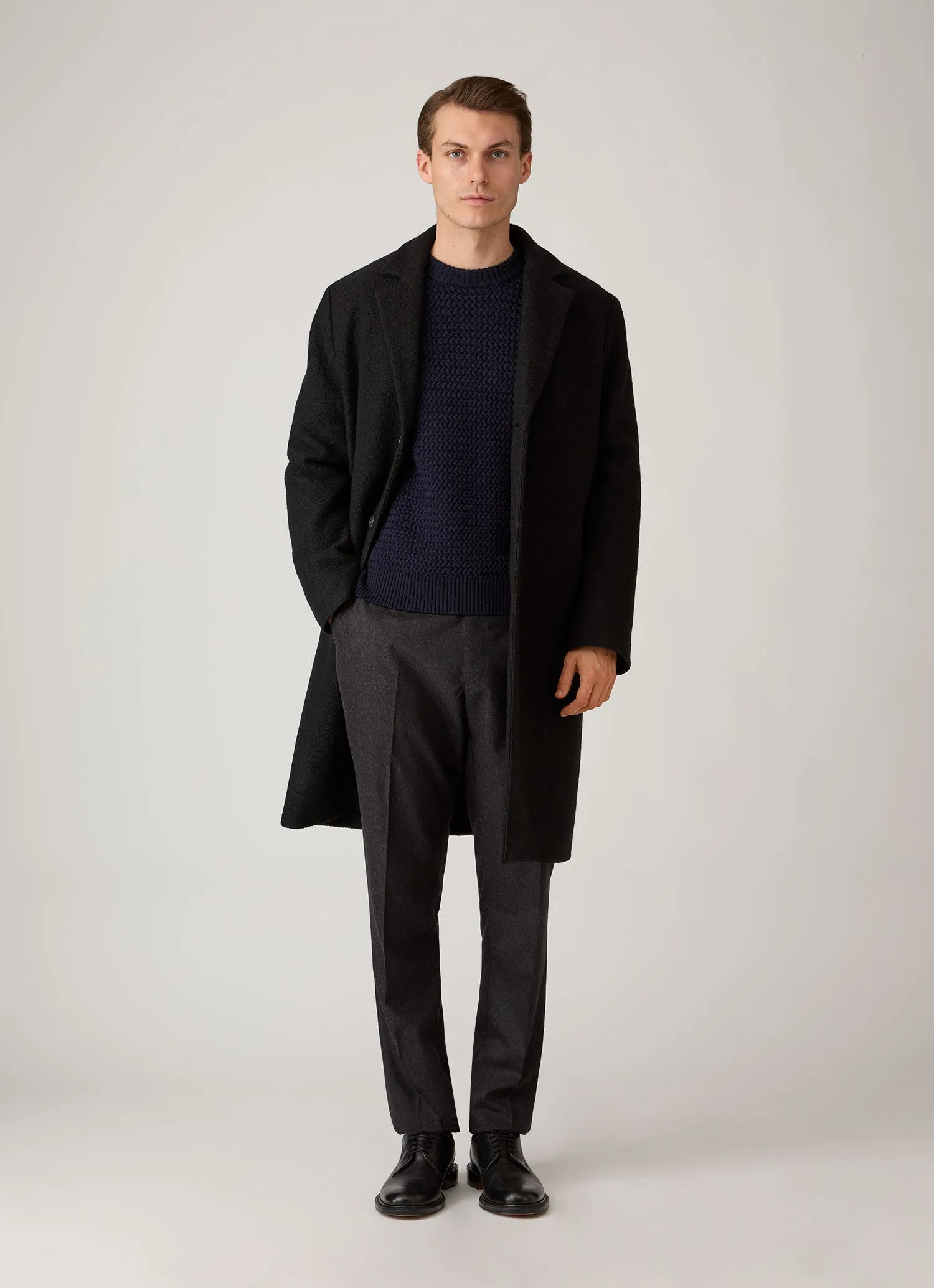 Men's Merino Wool Basketweave Jumper in Navy sold by Sunspel product image thumbnail 3
