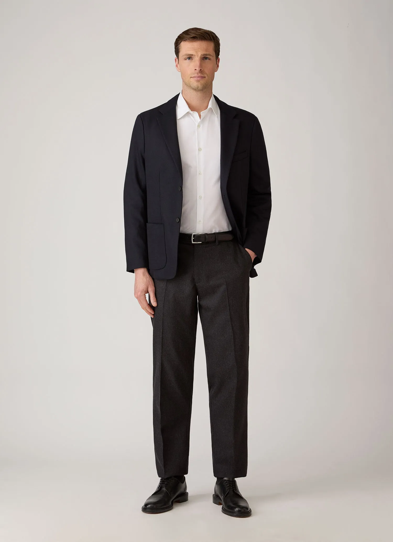Men's Wool Cashmere Flannel Trouser in Charcoal Melange sold by Sunspel product image thumbnail 3