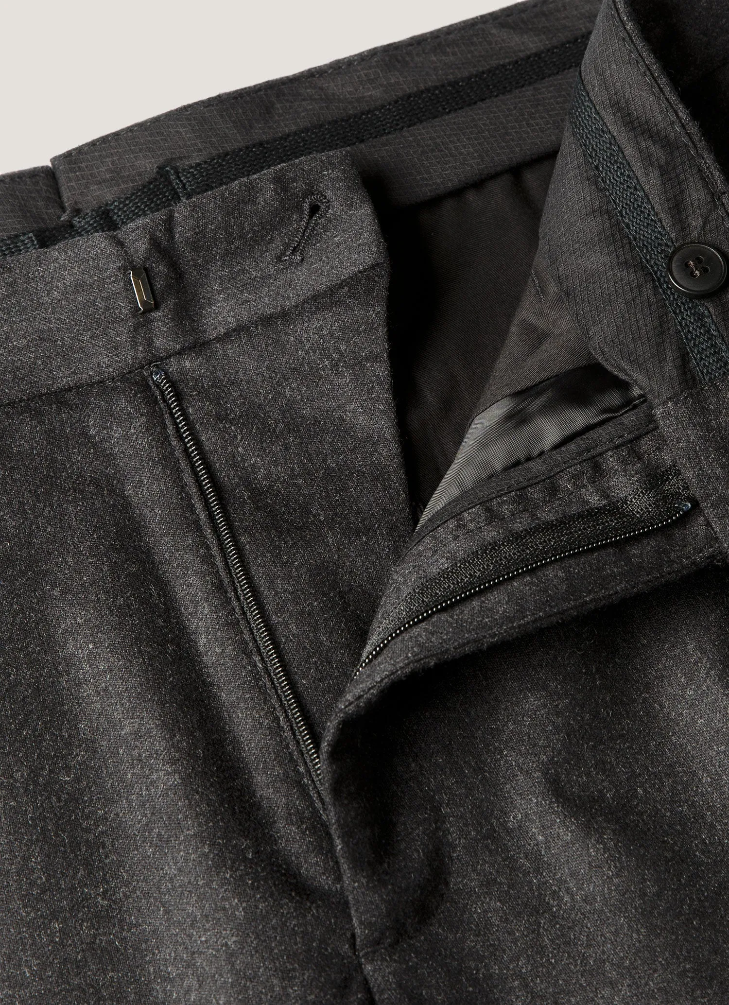 Men's Wool Cashmere Flannel Trouser in Charcoal Melange sold by Sunspel product image thumbnail 4