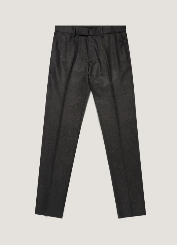 Men's Wool Cashmere Flannel Trouser in Charcoal Melange made by Sunspel