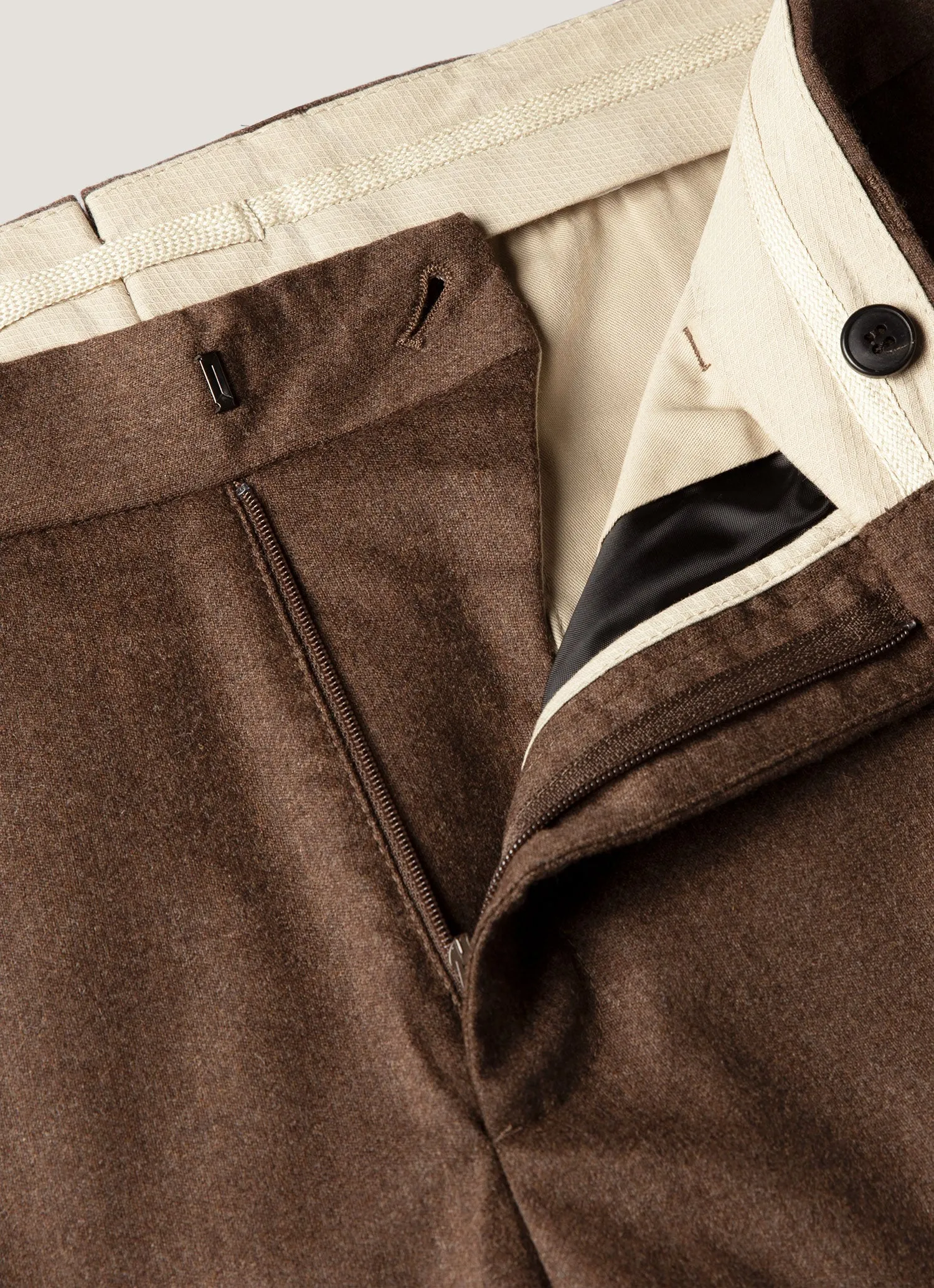 Men's Wool Cashmere Flannel Trouser in Light Brown Melange sold by Sunspel product image thumbnail 4