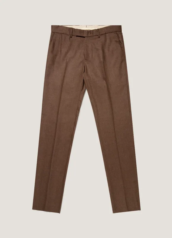 Men's Wool Cashmere Flannel Trouser in Light Brown Melange made by Sunspel