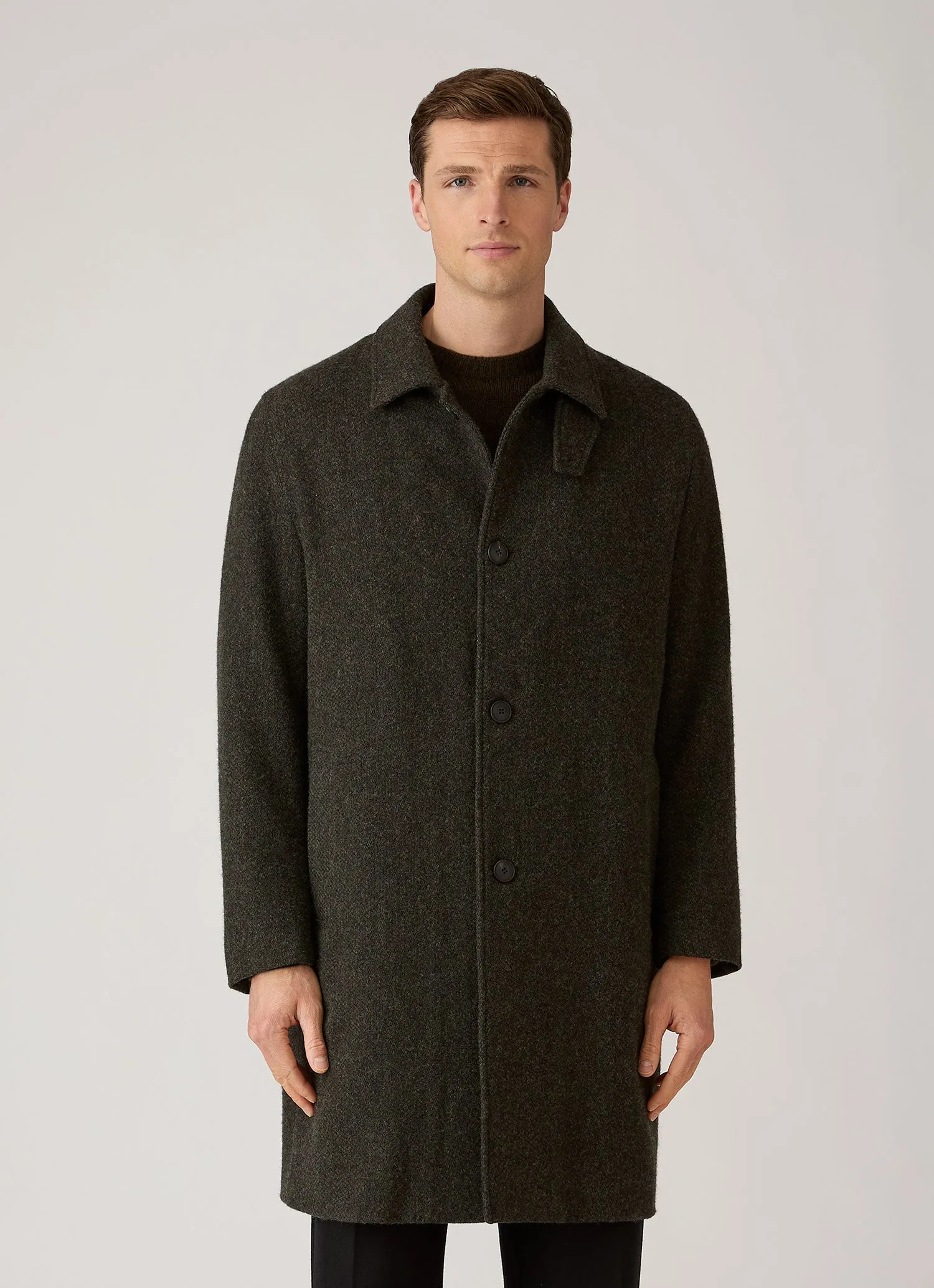 Men's Tweed Overcoat in Loden Green sold by Sunspel product image thumbnail 2