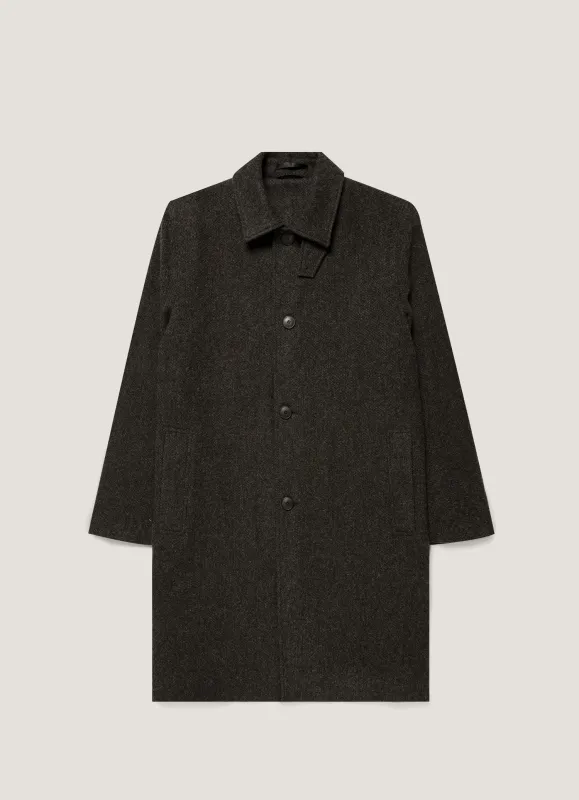 Men's Tweed Overcoat in Loden Green made by Sunspel