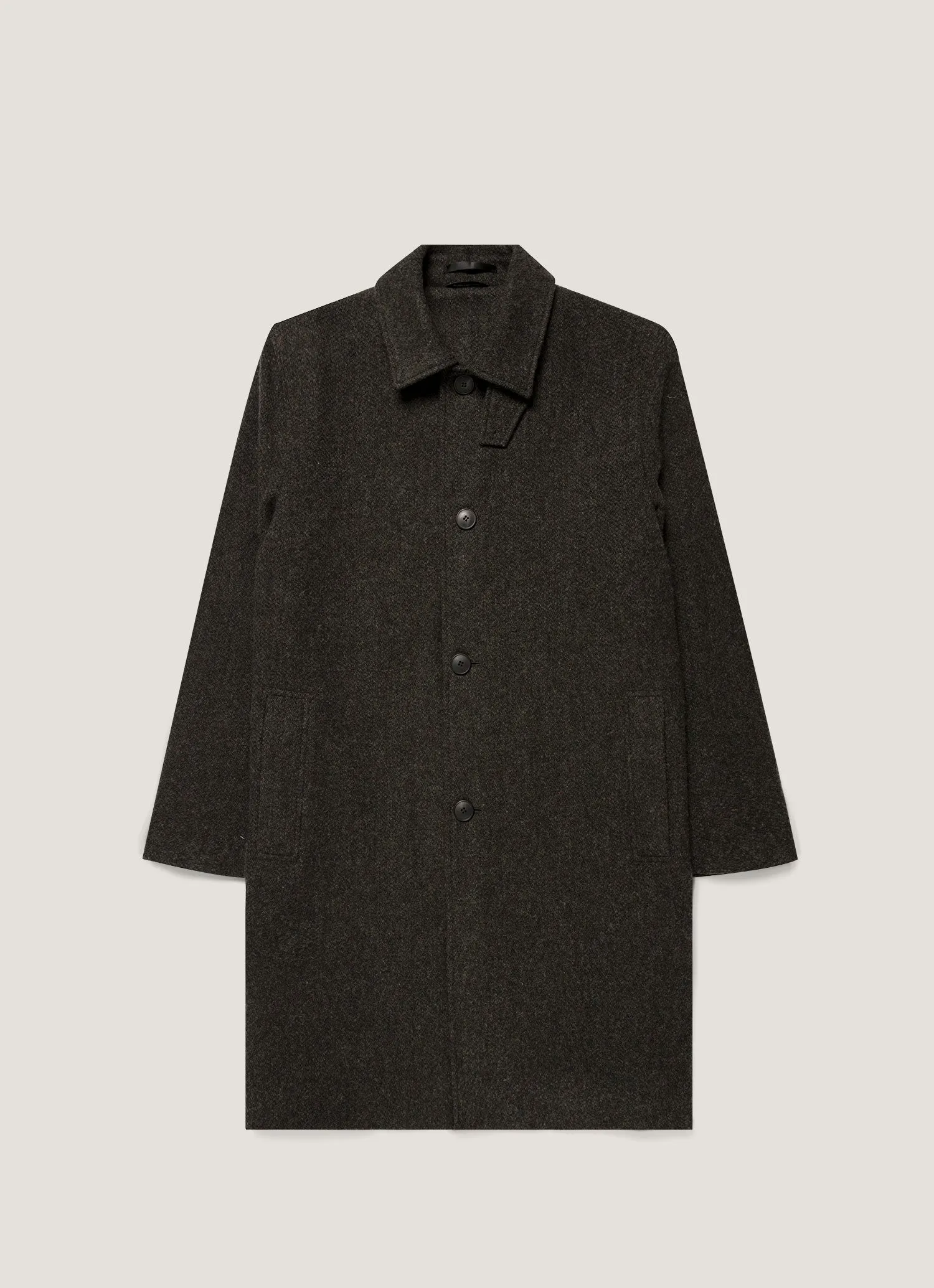 Men's Tweed Overcoat in Loden Green sold by Sunspel