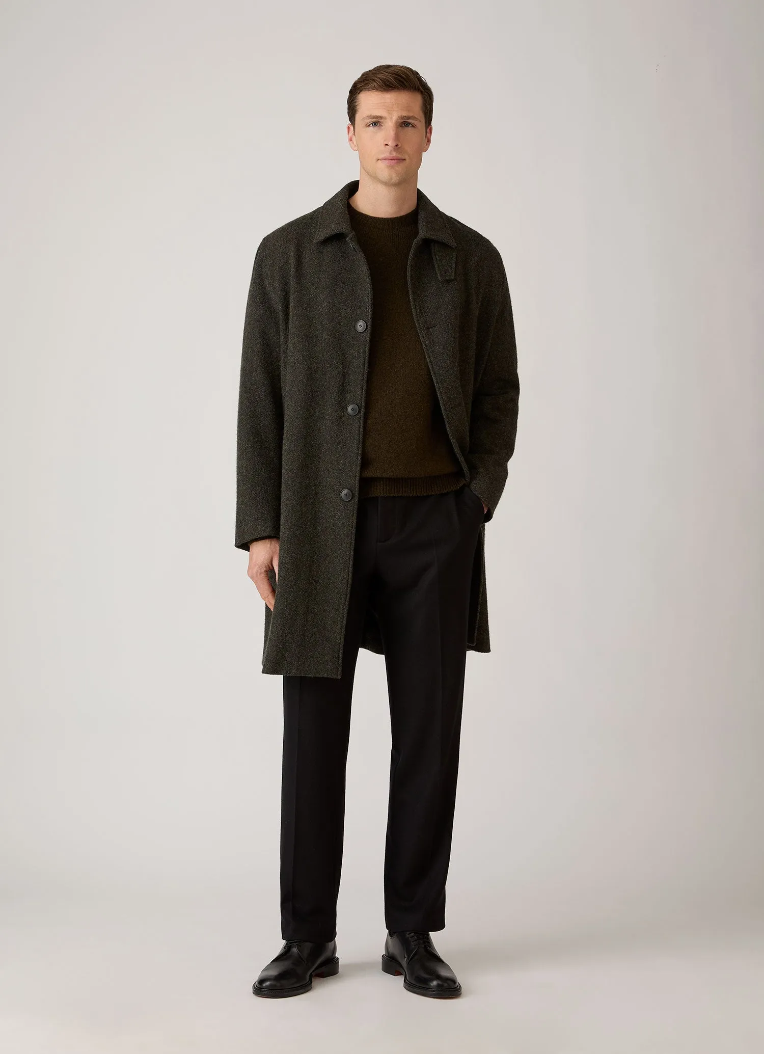 Men's Lambswool Crew Neck Jumper in Loden Green Twist sold by Sunspel product image thumbnail 3