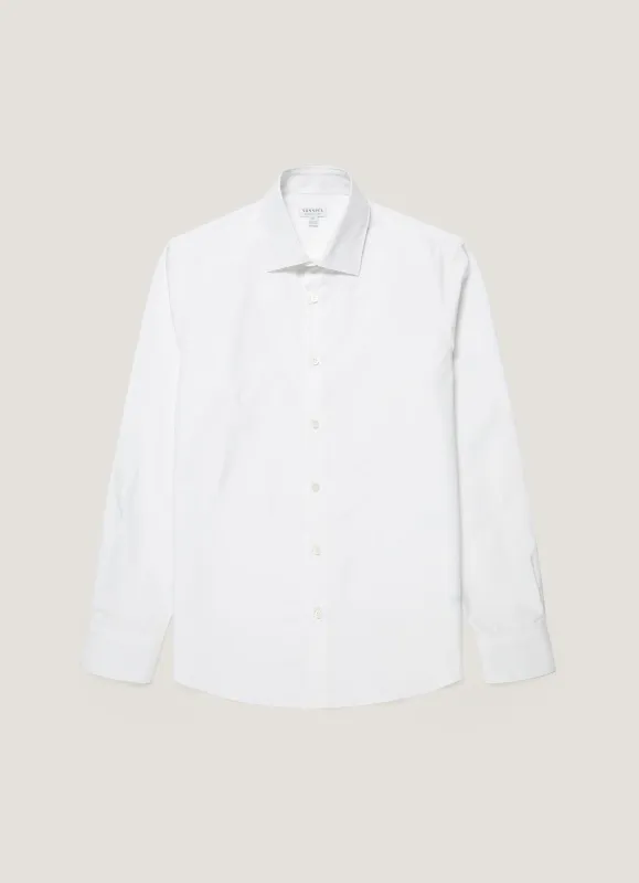 Men's Cotton Poplin Shirt in White made by Sunspel