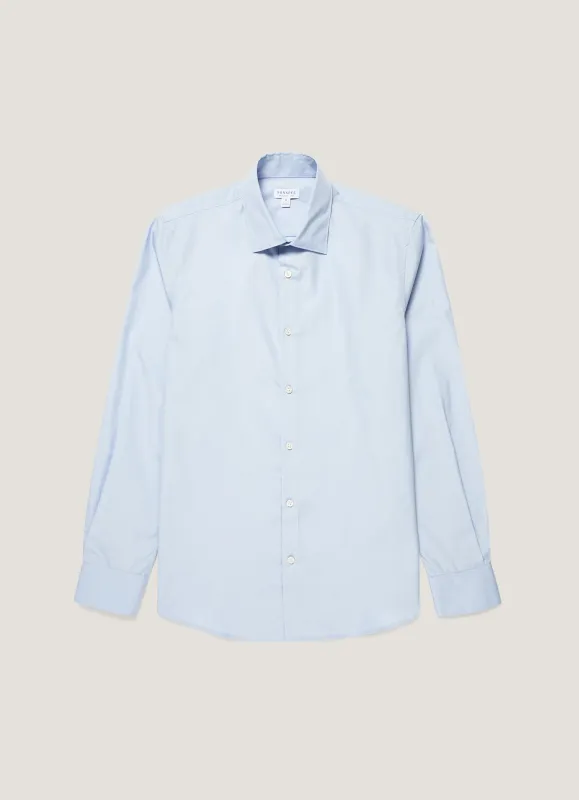Men's Cotton Poplin Shirt in Light Blue made by Sunspel