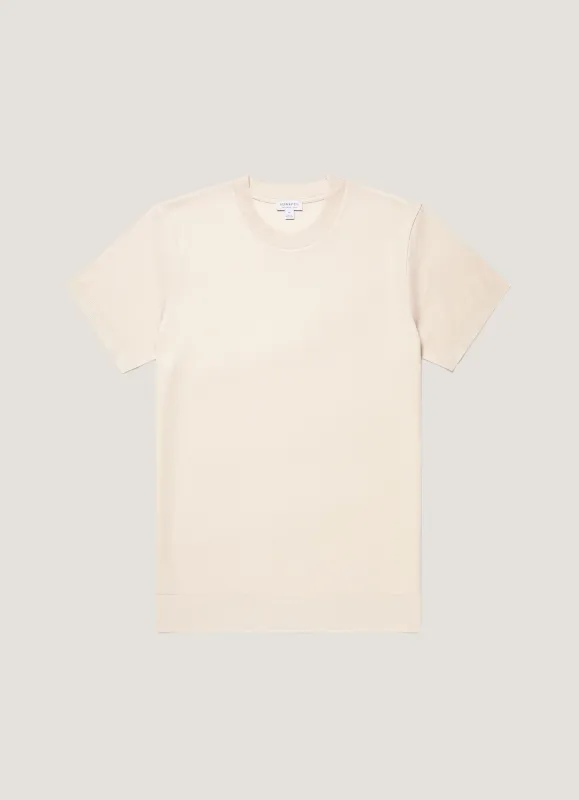 Men's Cotton Piqué T-shirt in Swansdown made by Sunspel
