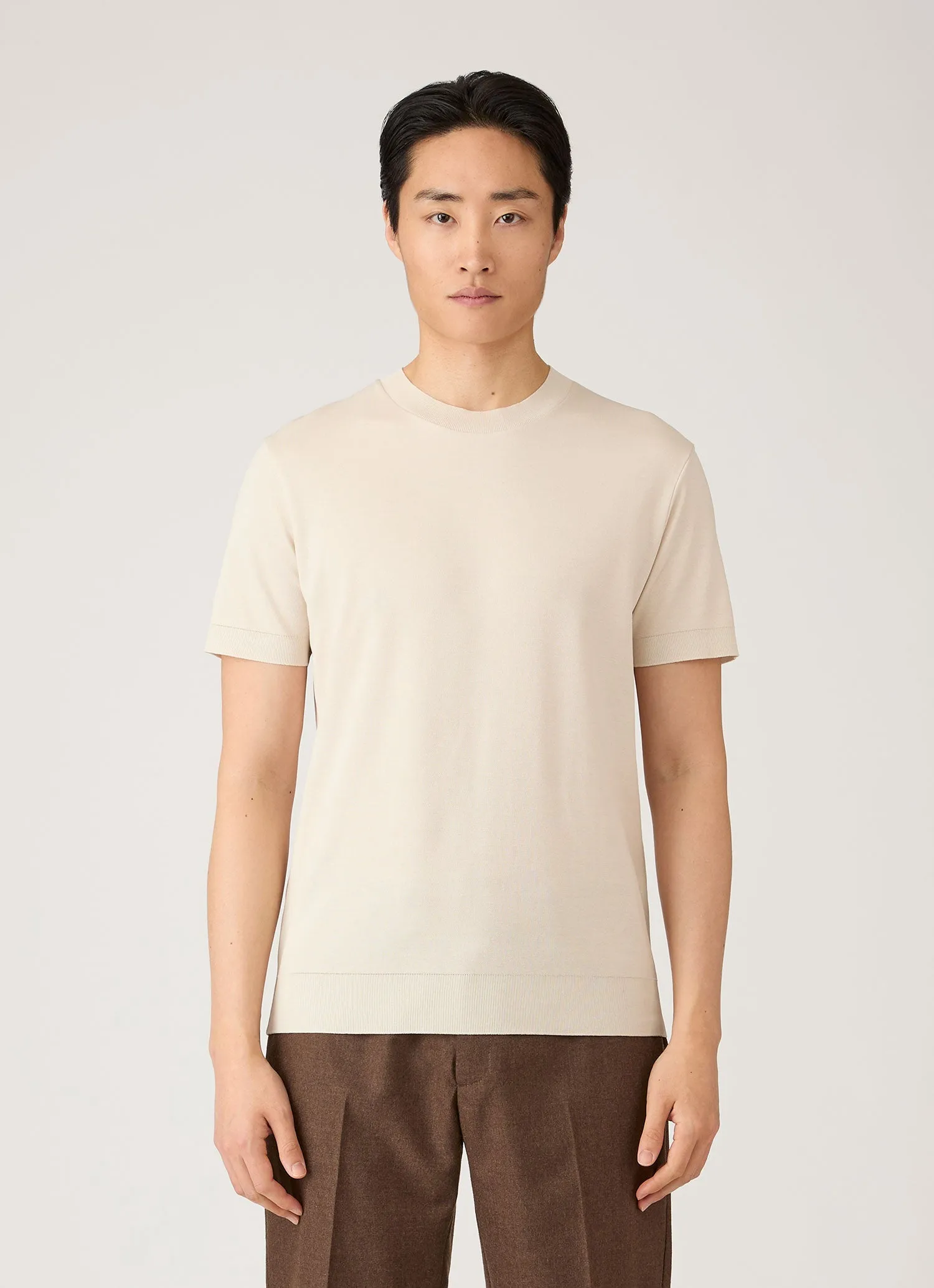 Men's Cotton Piqué T-shirt in Swansdown sold by Sunspel product image thumbnail 2