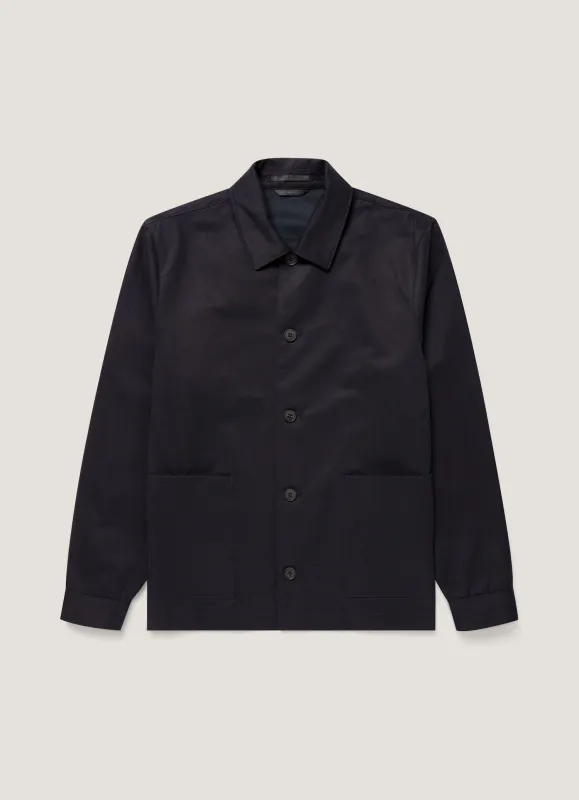 Men's Cotton Drill Chore Jacket in Navy made by Sunspel
