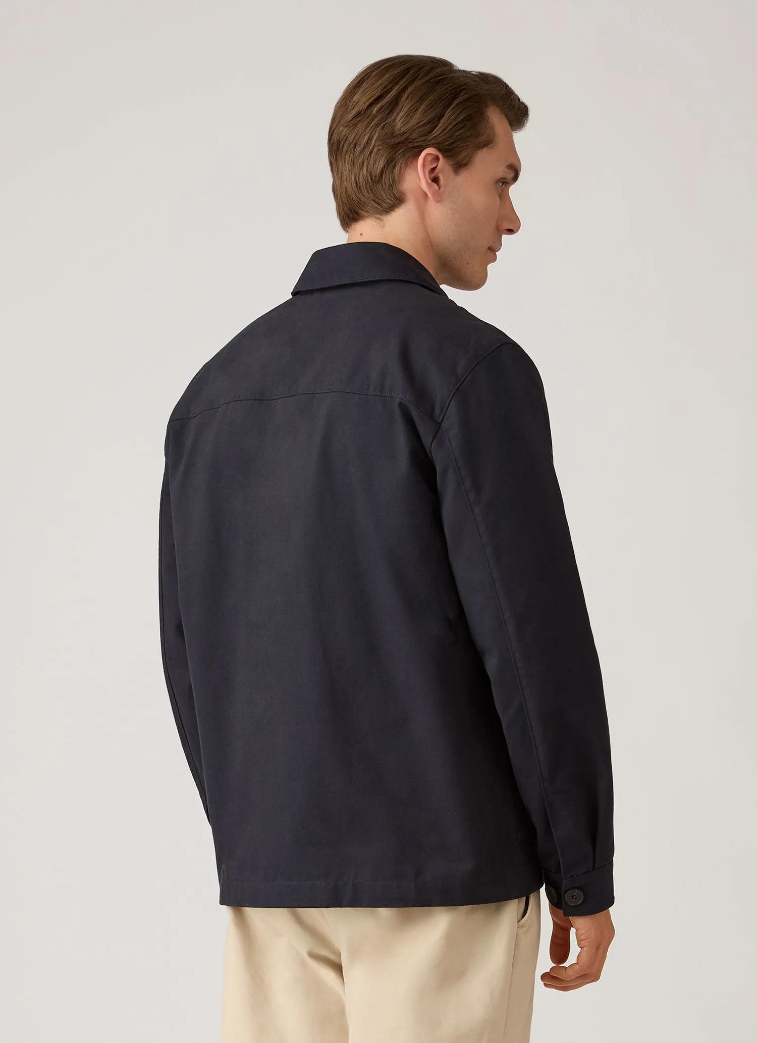 Men's Cotton Drill Chore Jacket in Navy sold by Sunspel product image thumbnail 5