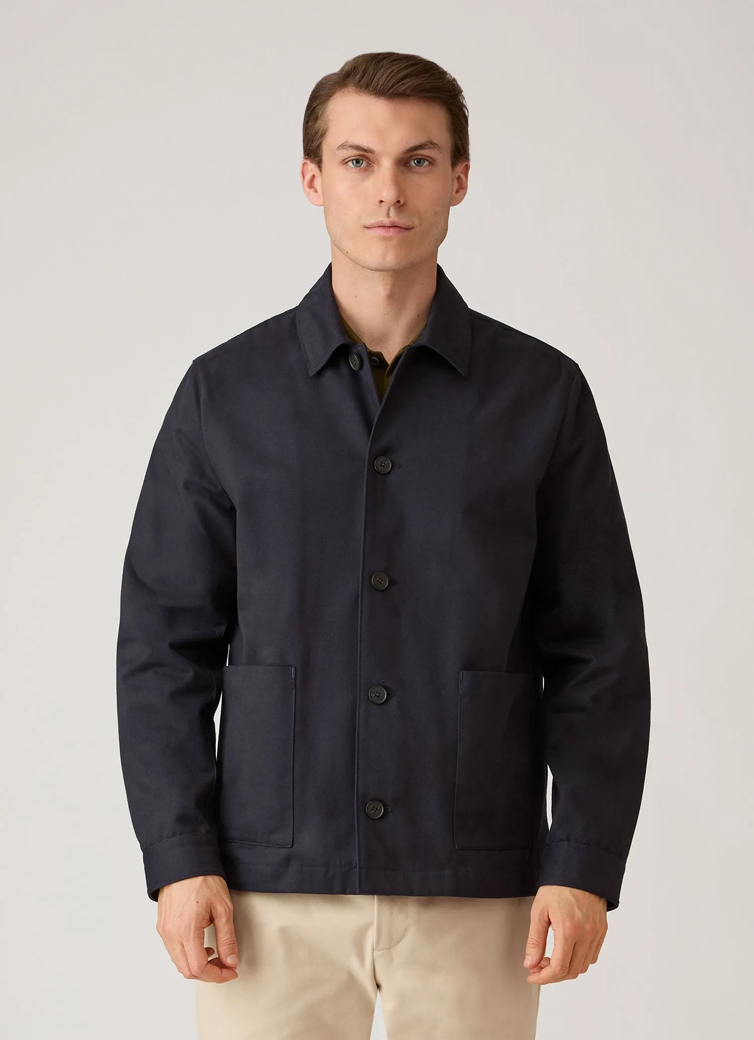 Men's Cotton Drill Chore Jacket in Navy sold by Sunspel product image thumbnail 2
