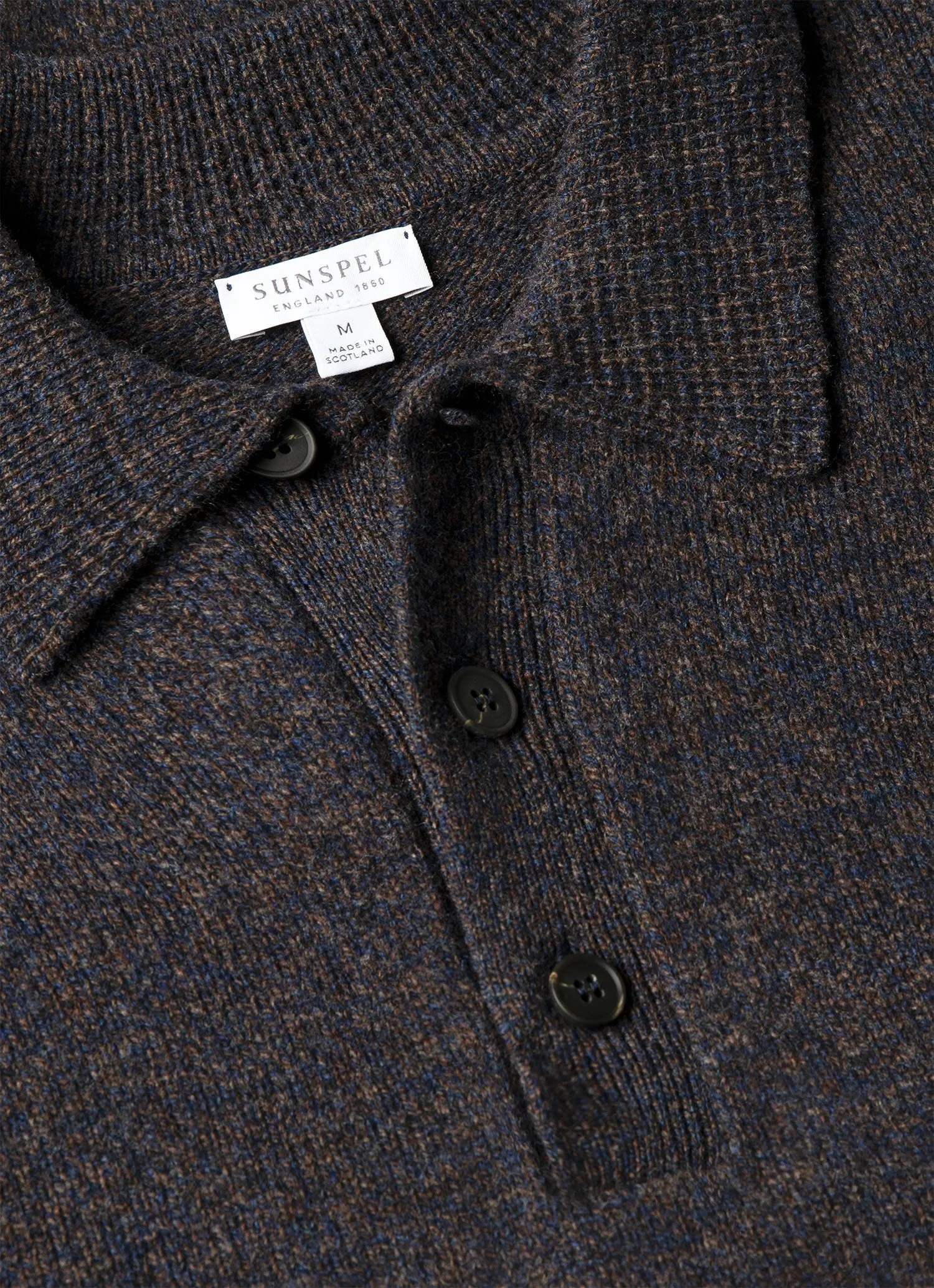 Men's Lambswool Knitted Polo Shirt in Midnight Navy Twist sold by Sunspel product image thumbnail 4