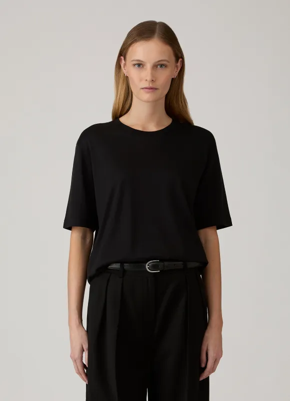 Women's Silk Cotton T-shirt in Black made by Sunspel