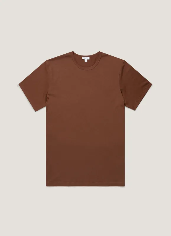Men's Classic T-shirt in Chestnut made by Sunspel