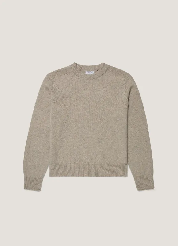Women's Lambswool Jumper in Dove Grey Melange made by Sunspel