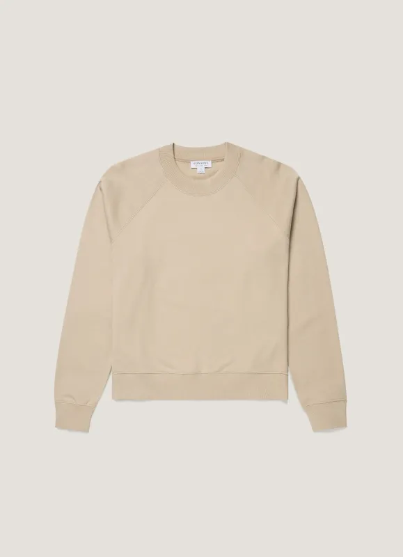 Women's Supima Loopback Sweatshirt in Hazelwood made by Sunspel
