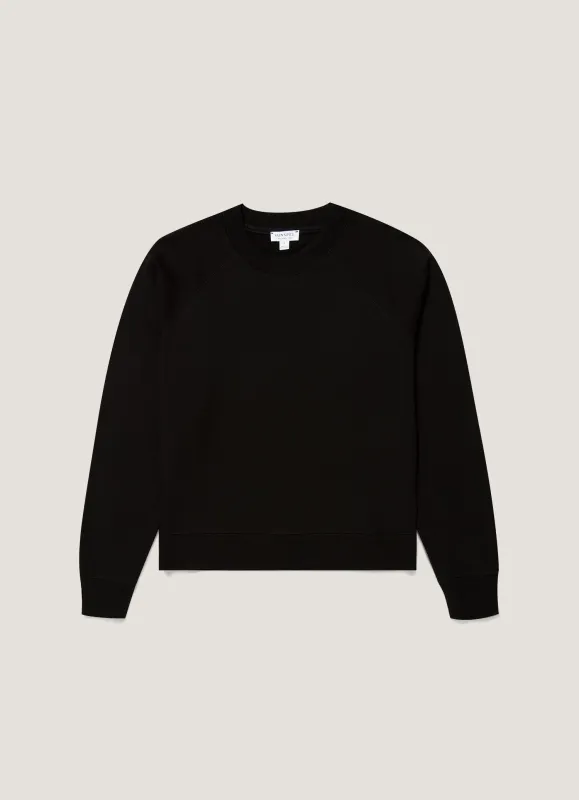 Women's Supima Loopback Sweatshirt in Black made by Sunspel