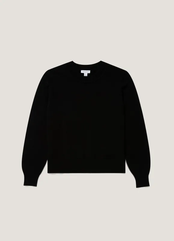 Women's Cashmere Jumper in Black made by Sunspel