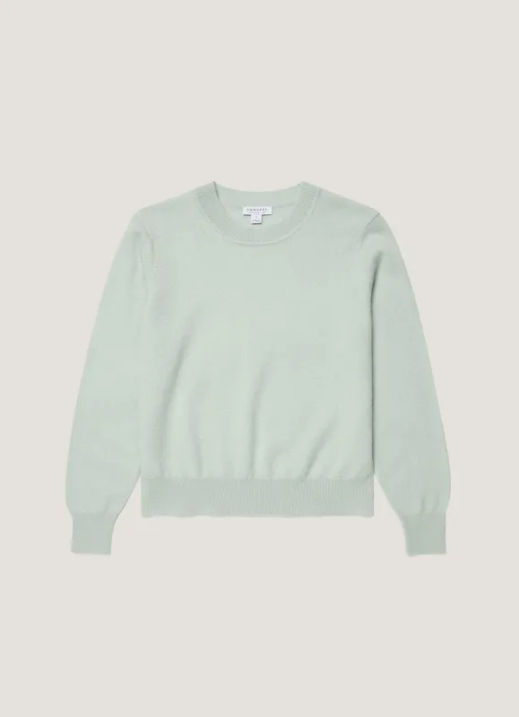 Women's Cashmere Jumper in Light Green made by Sunspel