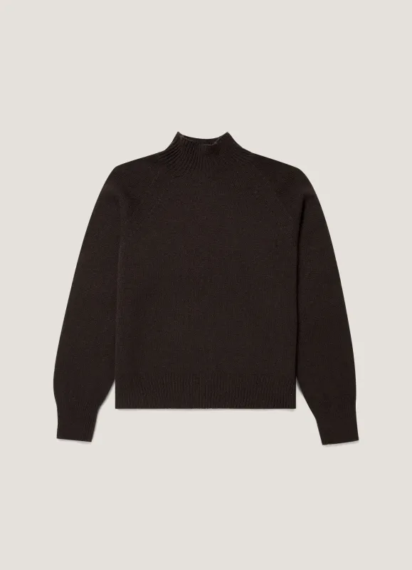 Women's Lambswool Funnel Neck Jumper in Truffle made by Sunspel