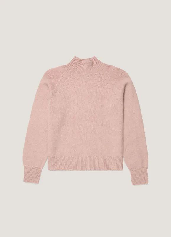 Women's Lambswool Funnel Neck Jumper in Cherry Blossom made by Sunspel