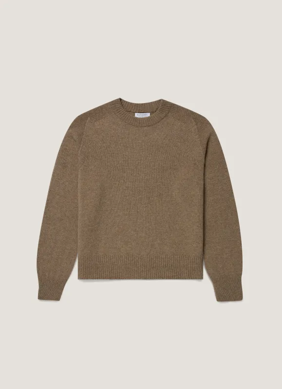Women's Lambswool Jumper in Mink made by Sunspel