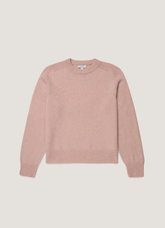 Women's Lambswool Jumper in Cherry Blossom made by Sunspel