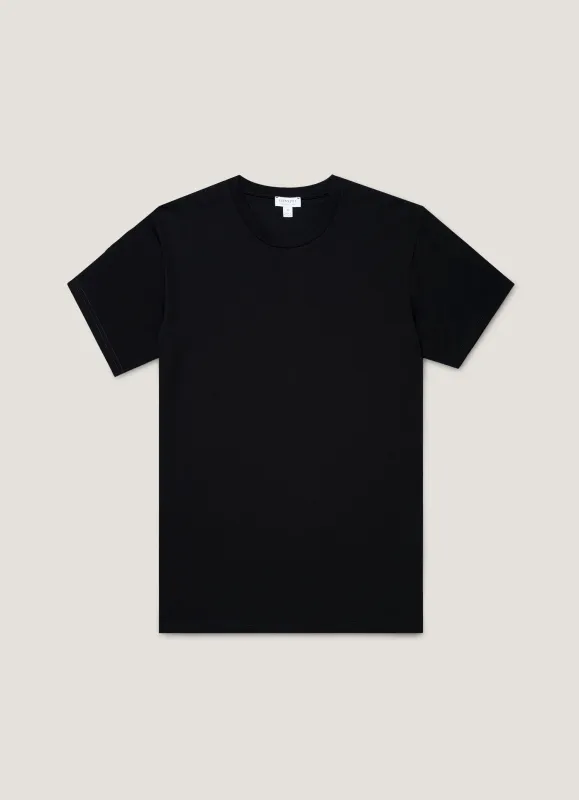 Men's Riviera Midweight T-shirt in Black made by Sunspel