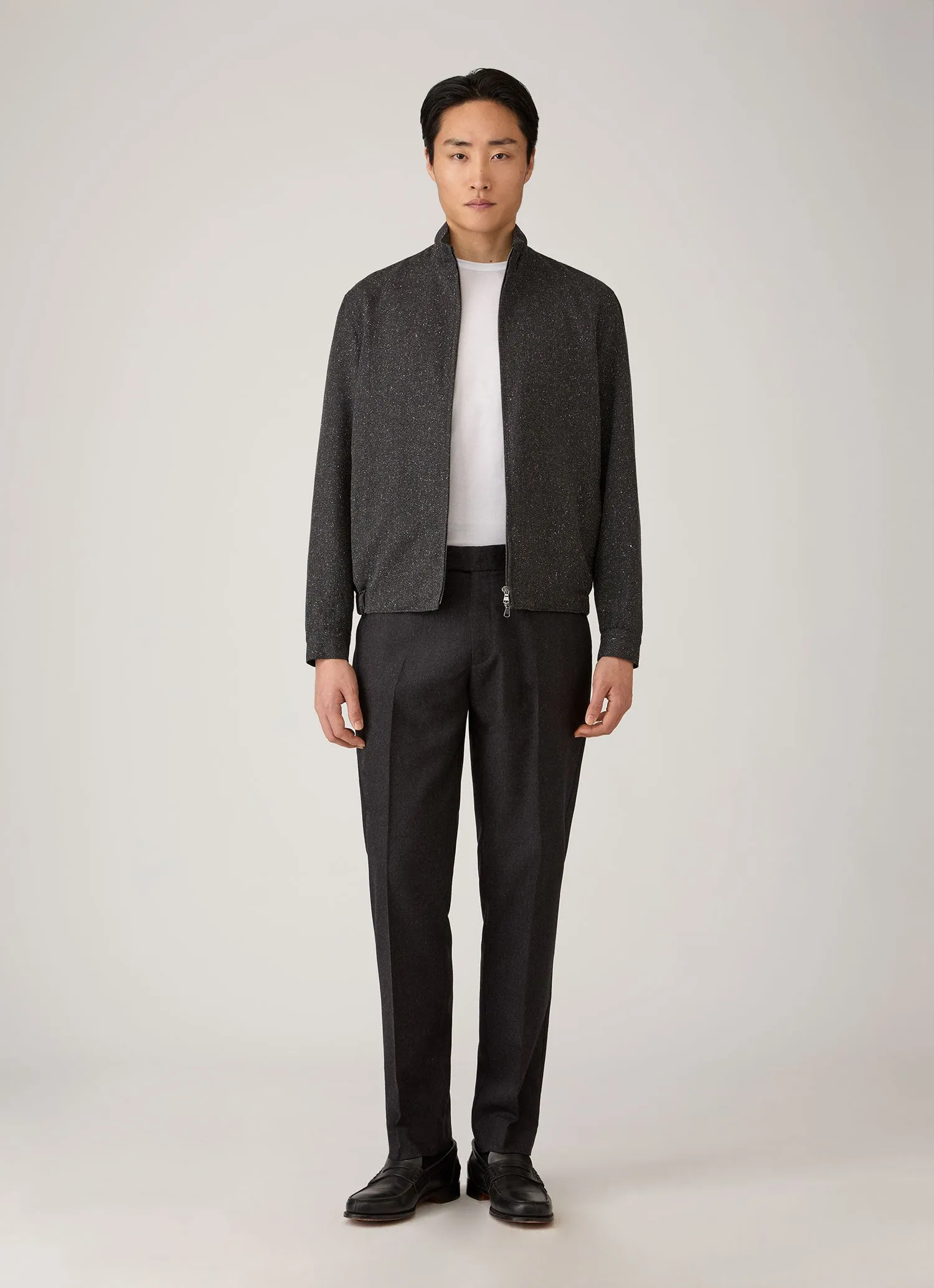 Men's Donegal Tweed Zip Jacket in Anthracite Melange sold by Sunspel product image thumbnail 3