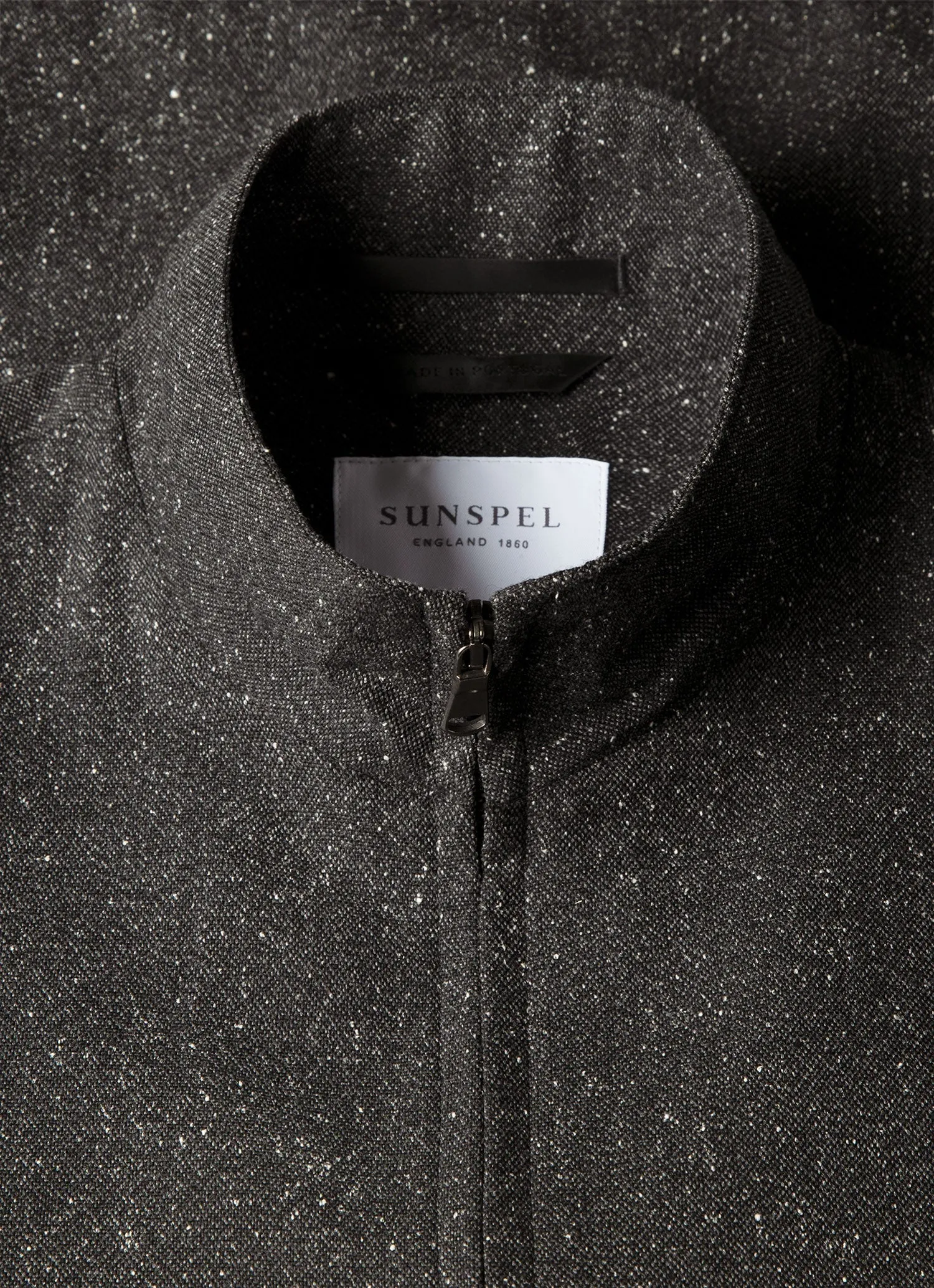 Men's Donegal Tweed Zip Jacket in Anthracite Melange sold by Sunspel product image thumbnail 4