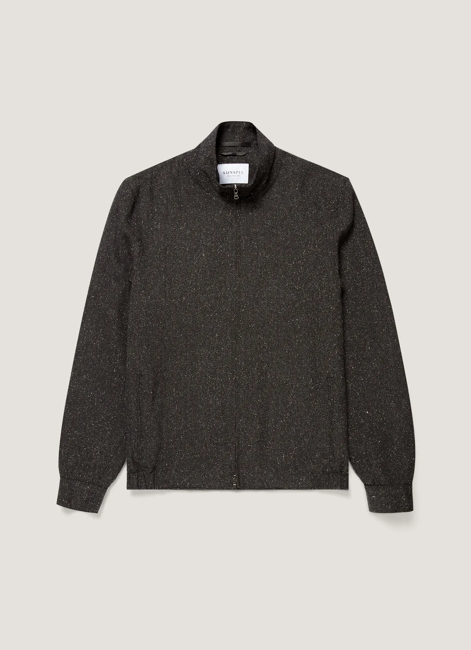 Men's Donegal Tweed Zip Jacket in Anthracite Melange sold by Sunspel