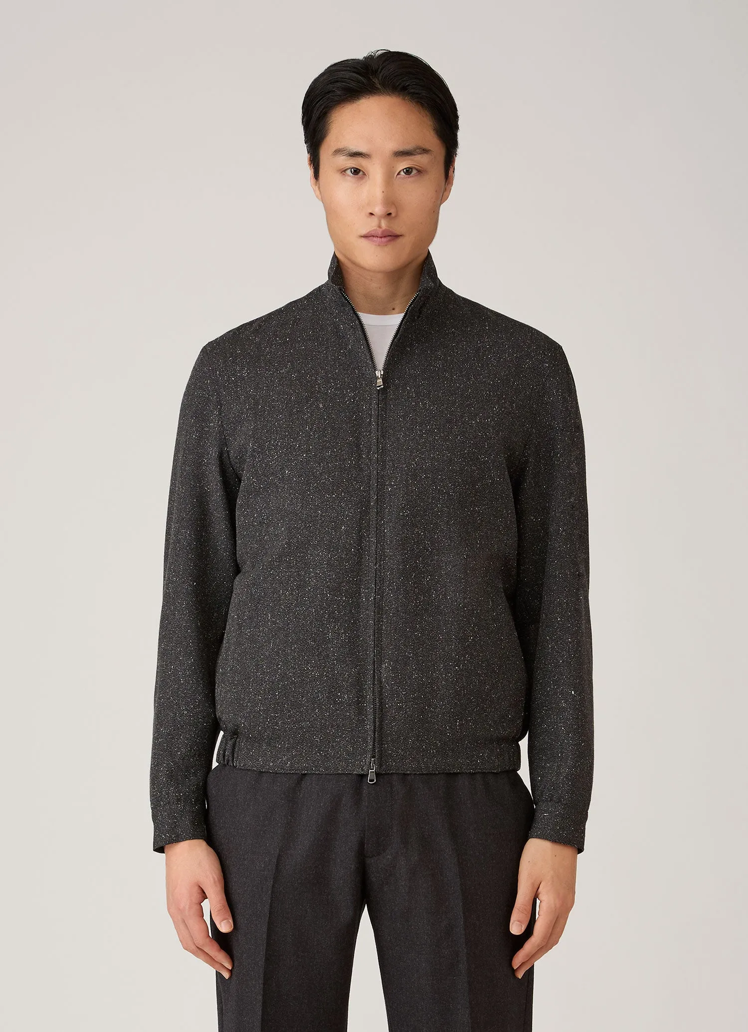 Men's Donegal Tweed Zip Jacket in Anthracite Melange sold by Sunspel product image thumbnail 2
