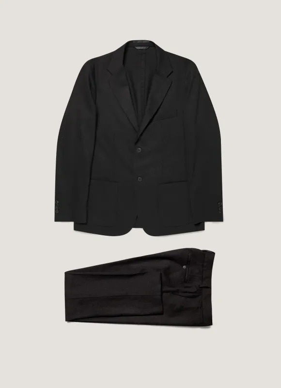 Men's Wool Cashmere Flannel Two-Piece Suit in Charcoal Melange made by Sunspel