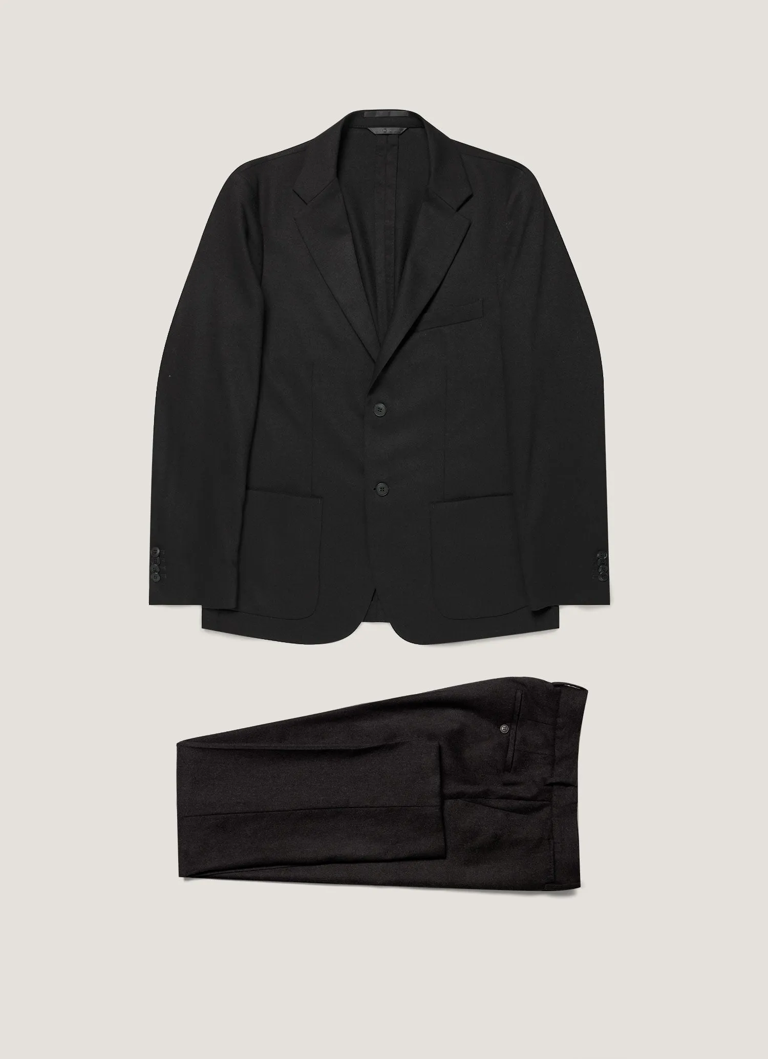 Men's Wool Cashmere Flannel Two-Piece Suit in Charcoal Melange sold by Sunspel