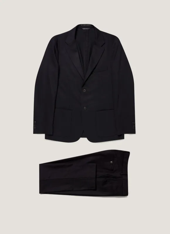 Men's Wool Cashmere Flannel Two-Piece Suit in Navy made by Sunspel
