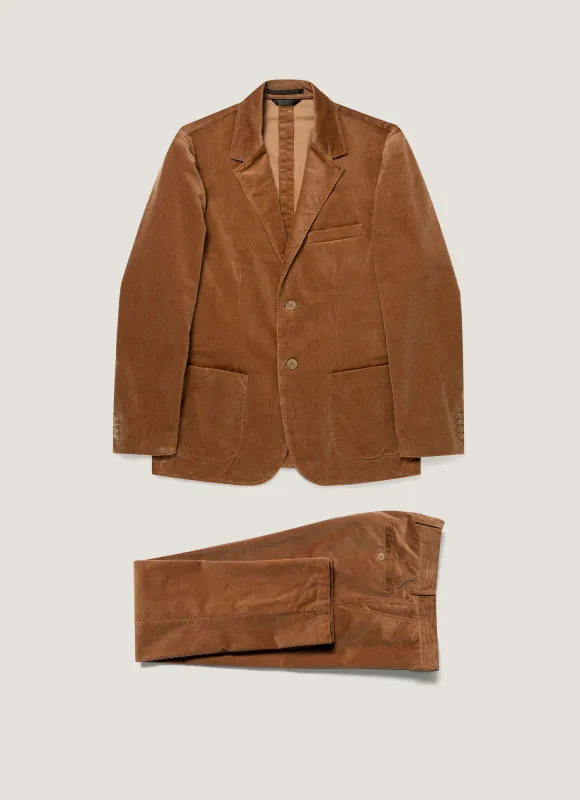 Men's Corduroy Two-Piece Suit in Dark Beige made by Sunspel