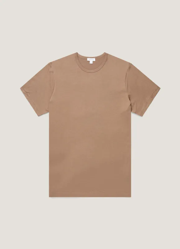 Men's Classic T-shirt in Taupe made by Sunspel