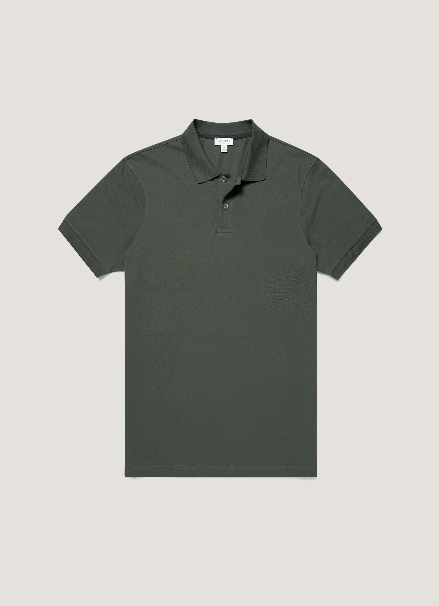 Men's Piqué Polo Shirt in Slate Green sold by Sunspel