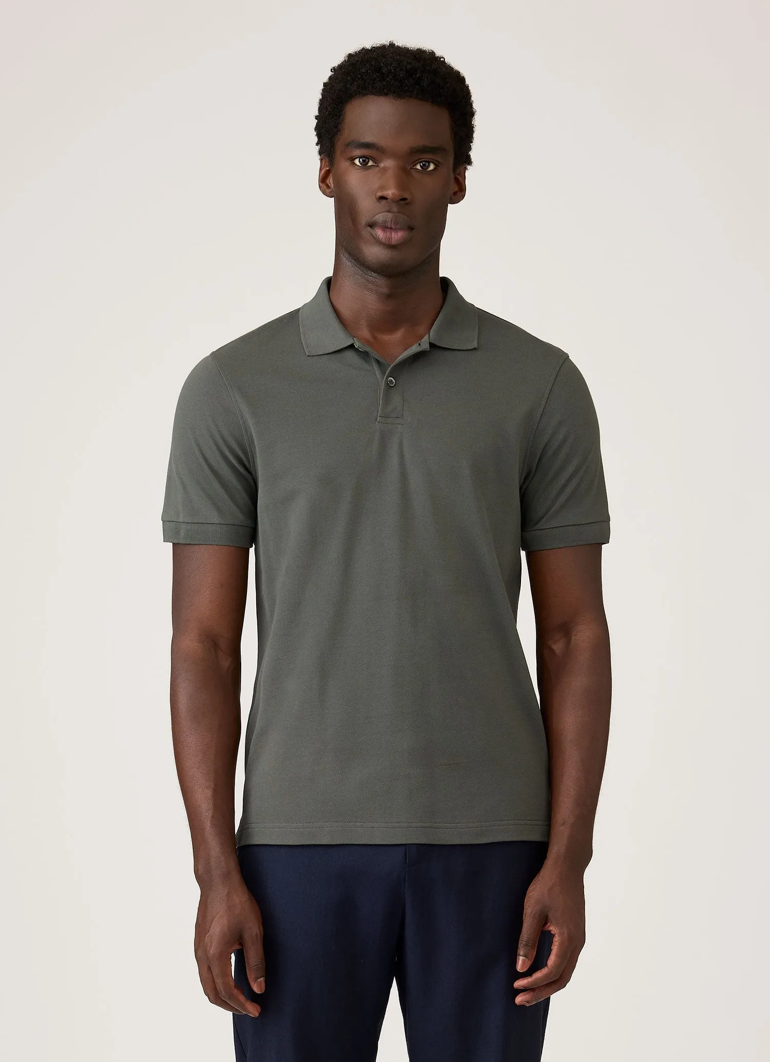 Men's Piqué Polo Shirt in Slate Green sold by Sunspel product image thumbnail 2