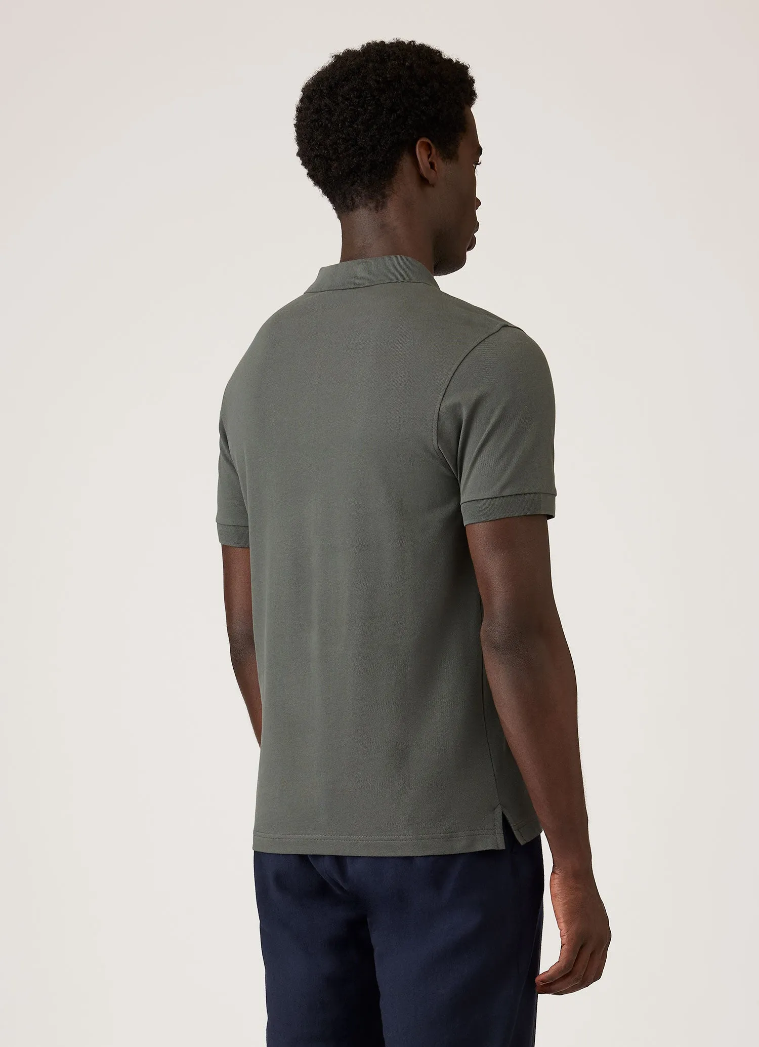 Men's Piqué Polo Shirt in Slate Green sold by Sunspel product image thumbnail 5