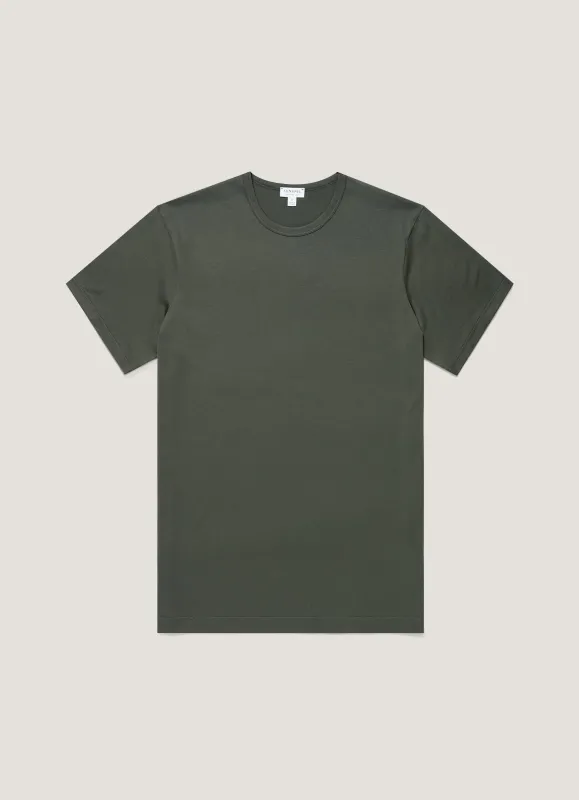 Men's Classic T-shirt in Slate Green made by Sunspel