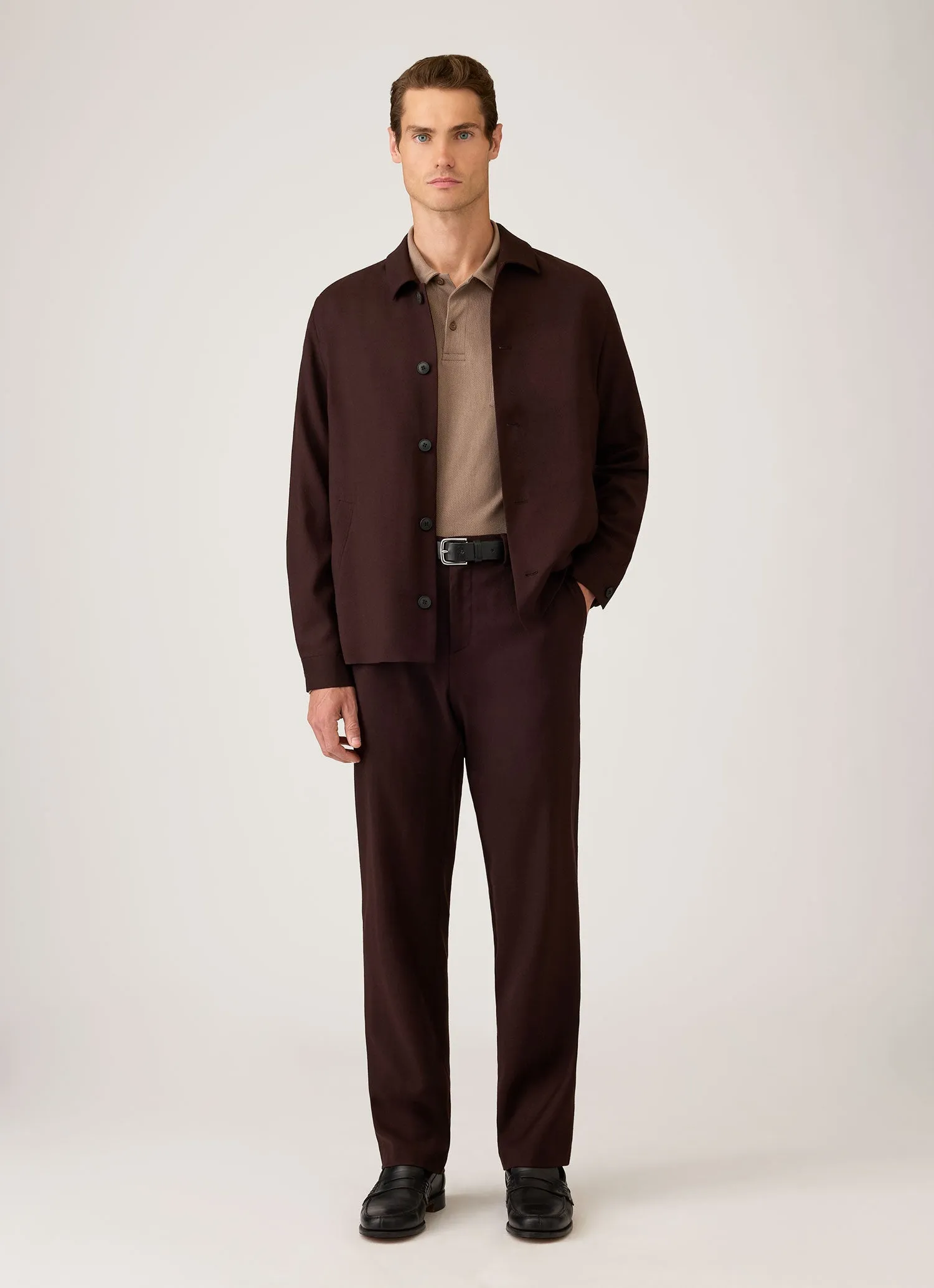 Men's Long Sleeve Riviera Polo Shirt in Taupe sold by Sunspel product image thumbnail 3