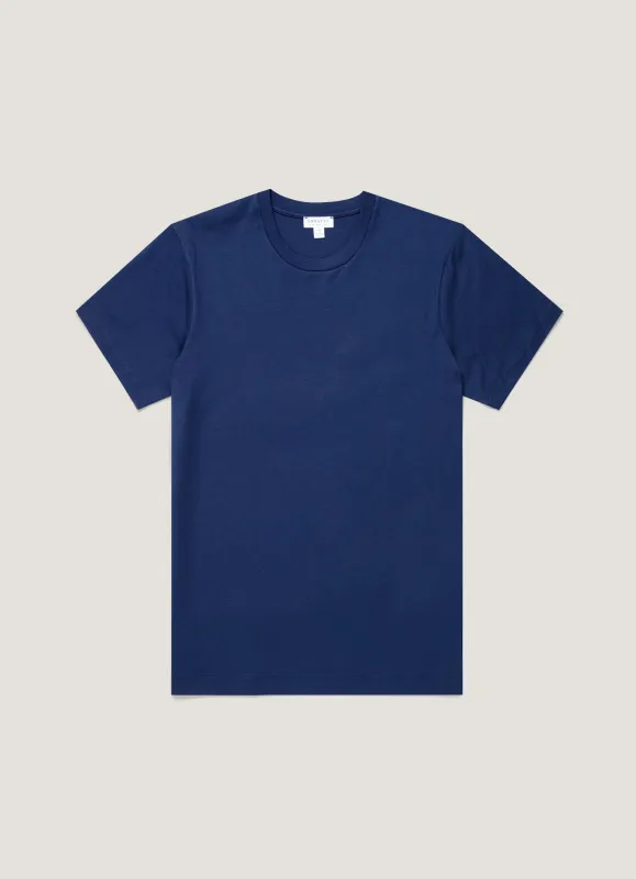 Men's Riviera Midweight T-shirt in Inkwell made by Sunspel