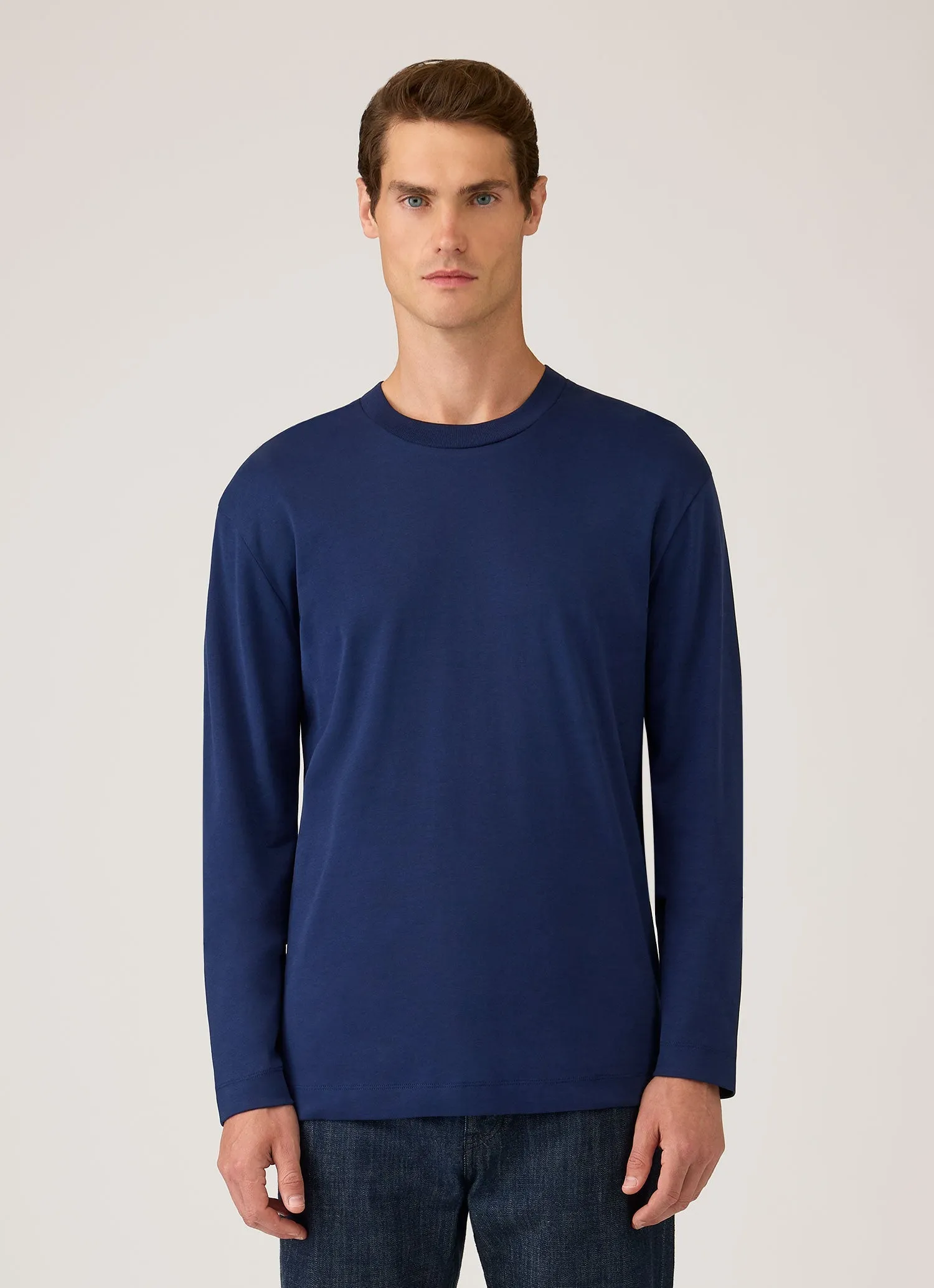 Men's Long Sleeve Heavyweight T-shirt in Inkwell sold by Sunspel product image thumbnail 2