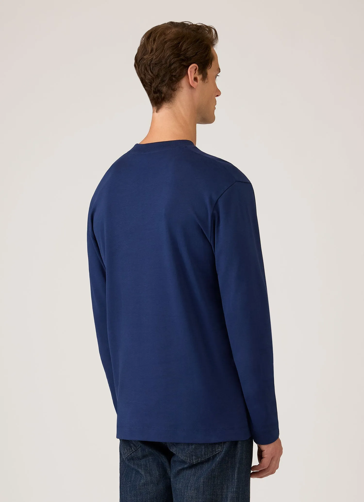 Men's Long Sleeve Heavyweight T-shirt in Inkwell sold by Sunspel product image thumbnail 5