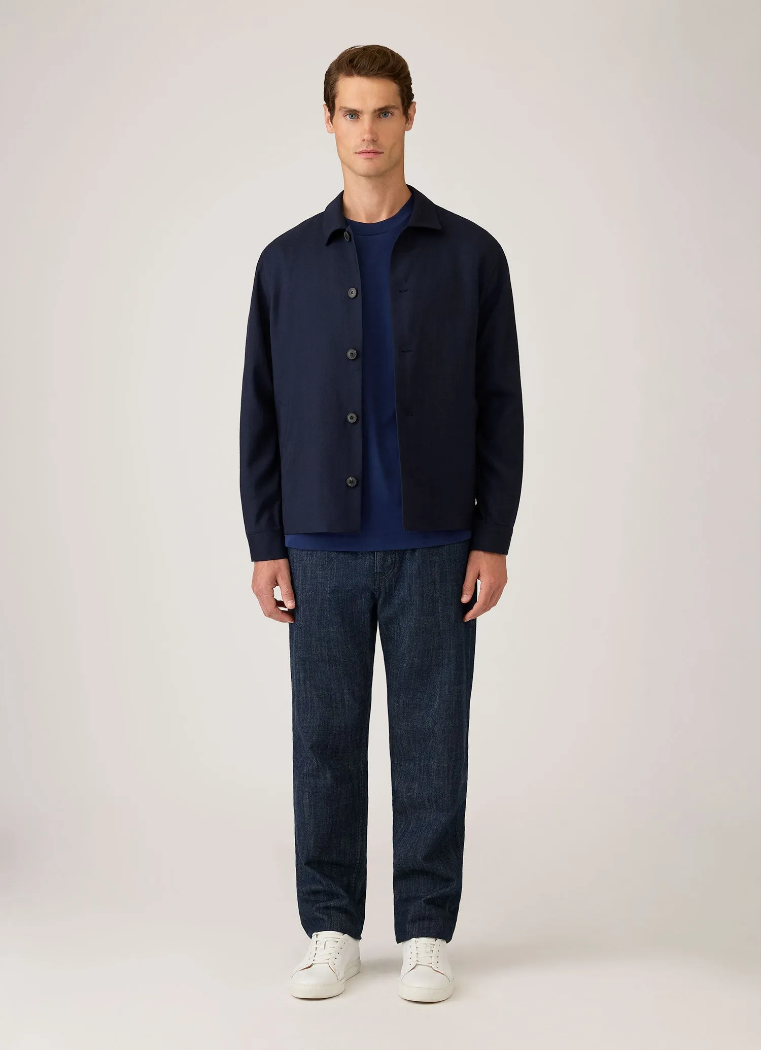 Men's Long Sleeve Heavyweight T-shirt in Inkwell sold by Sunspel product image thumbnail 3